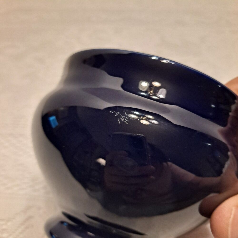 EMILE HENRY Footed Lion Head French Soup Bowl 6600 Cobalt Blue 4"x3.5" Set Of 2 - Picture 8 of 9